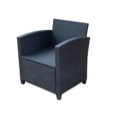 Stockholm dining loungeset met stoel 7 personen | wicker | zwart | 4-delig - 245x169cm