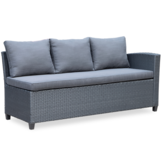 Stockholm dining loungeset met stoel 7 personen | wicker | zwart | 4-delig - 245x169cm