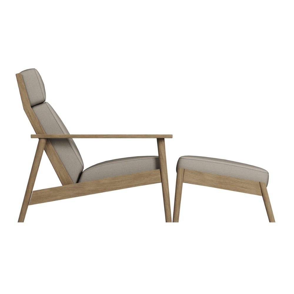 Maywood loungestoel tuin met voetenbank | hardhout | Light Brown