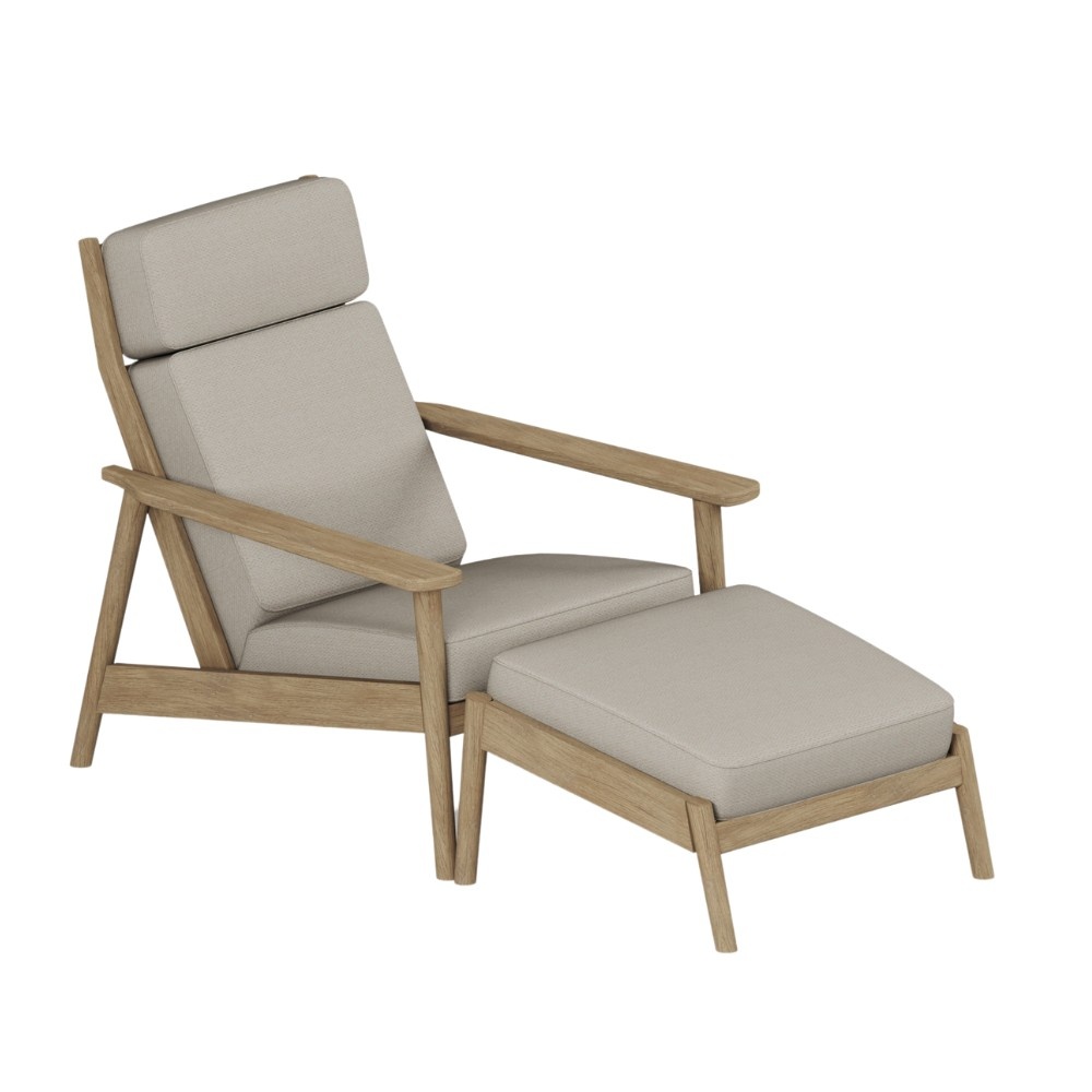 Maywood loungestoel tuin met voetenbank | hardhout | Light Brown