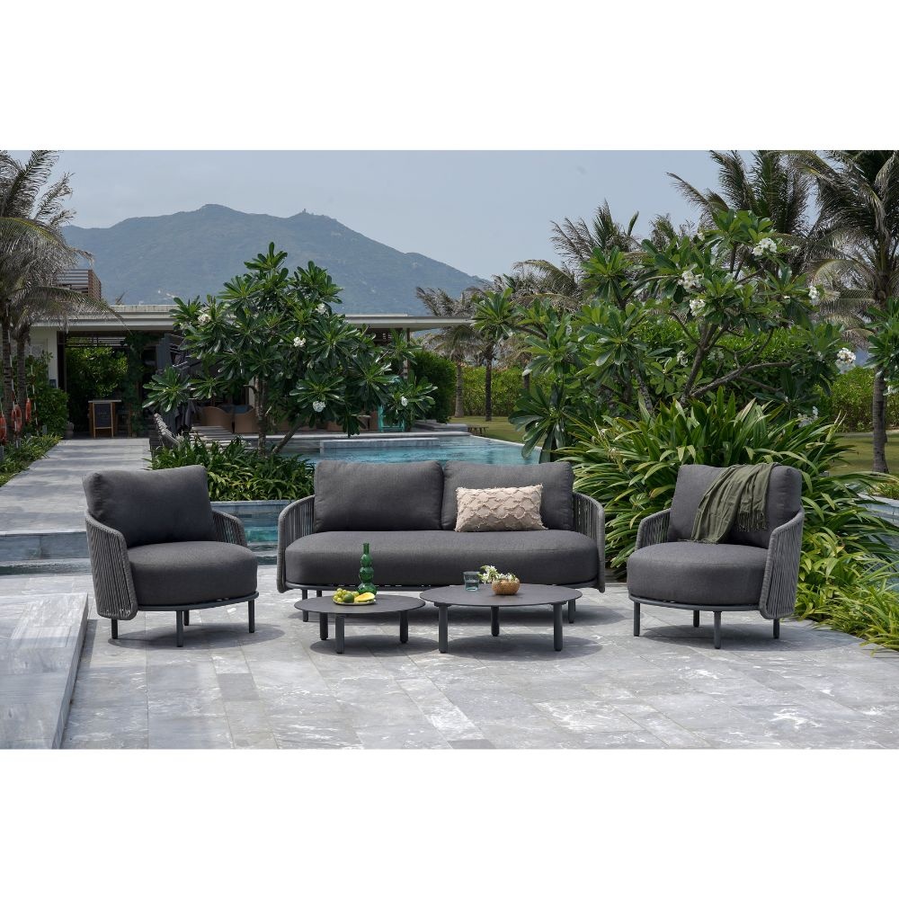 Orly stoel-bank loungeset 4 personen | aluminium | antraciet | 5-delig