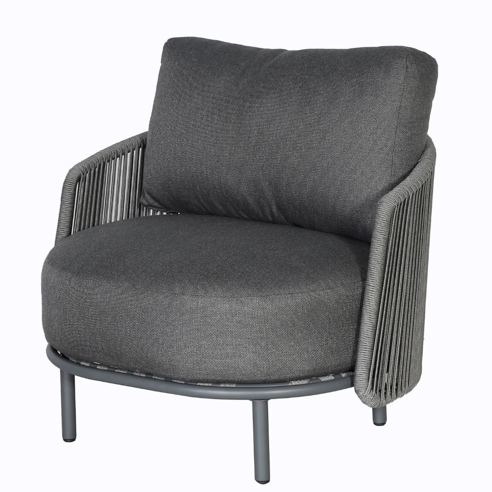 Orly stoel-bank loungeset 4 personen | aluminium | antraciet | 5-delig