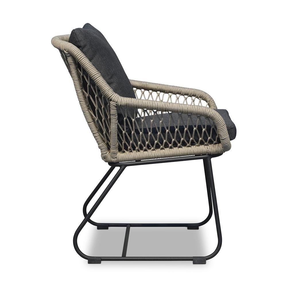 Cleve/Portofino zand dining tuinset | 6 personen | teakhout + touw | 240cm ovaal