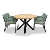 Cleve/Seville mint dining tuinset | 6 personen | teakhout + touw | 240cm ovaal
