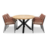 Cleve/Seville terra dining tuinset | 6 personen | teakhout + touw | 240cm ovaal