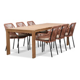 Oakland/Seville terra dining tuinset | 6 personen | teakhout + touw | 240cm