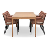 Oakland/Seville terra dining tuinset | 6 personen | teakhout + touw | 240cm
