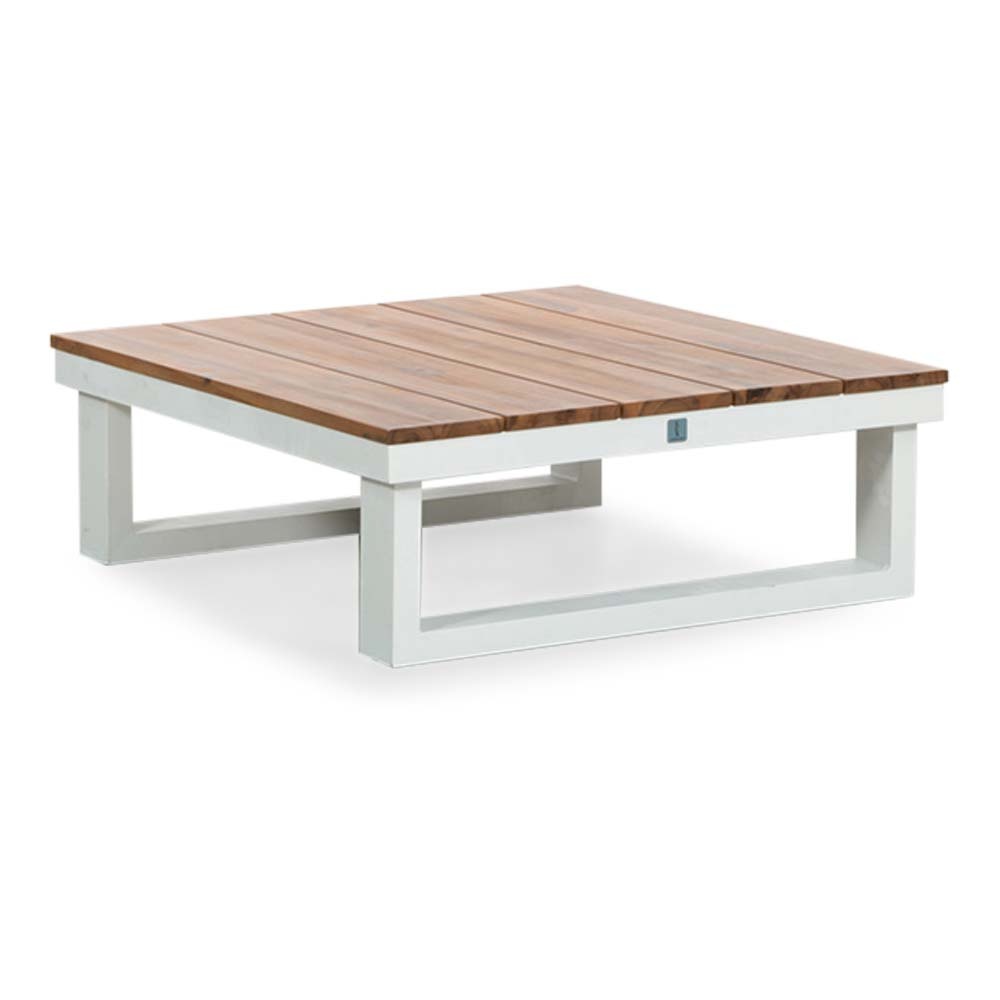 Canyon hoek loungeset wit 4-delig | aluminium + hardhout | 288x288cm | Light Teaklook
