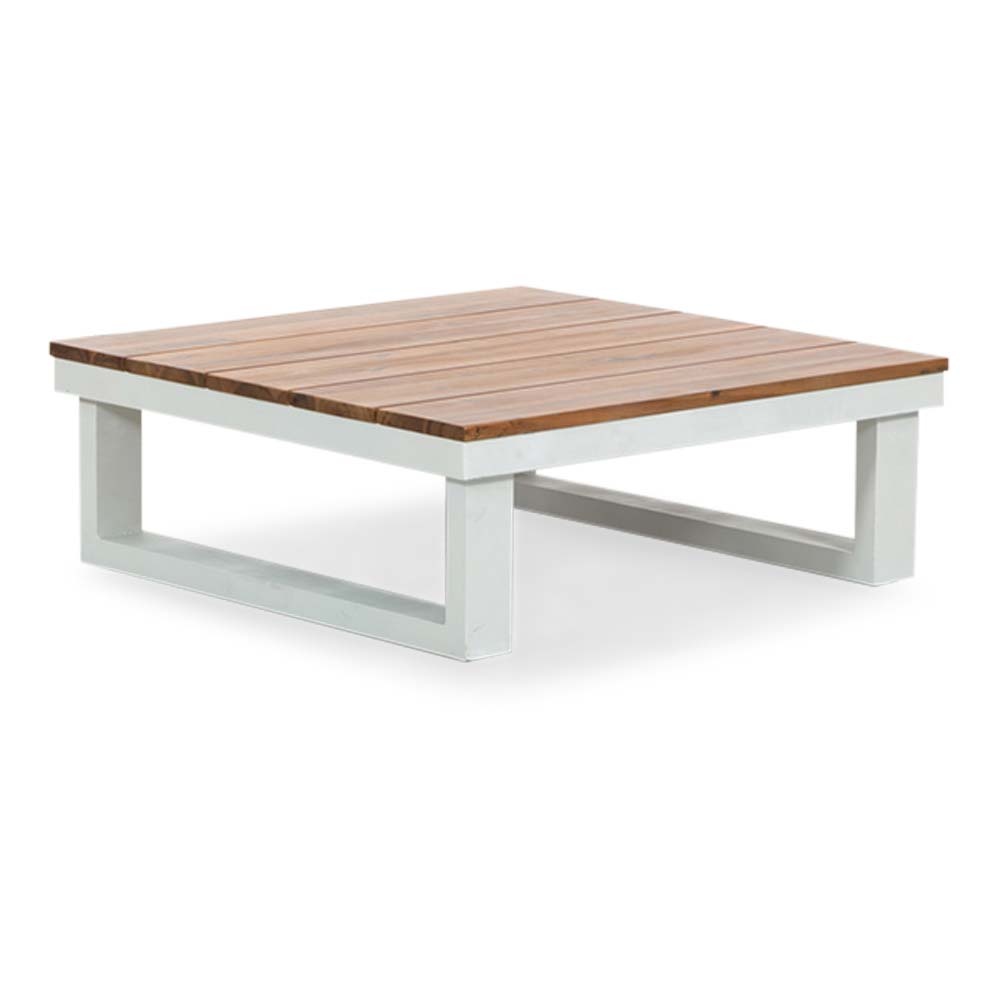 Canyon hoek loungeset wit 4-delig | aluminium + hardhout | 288x288cm | Light Teaklook