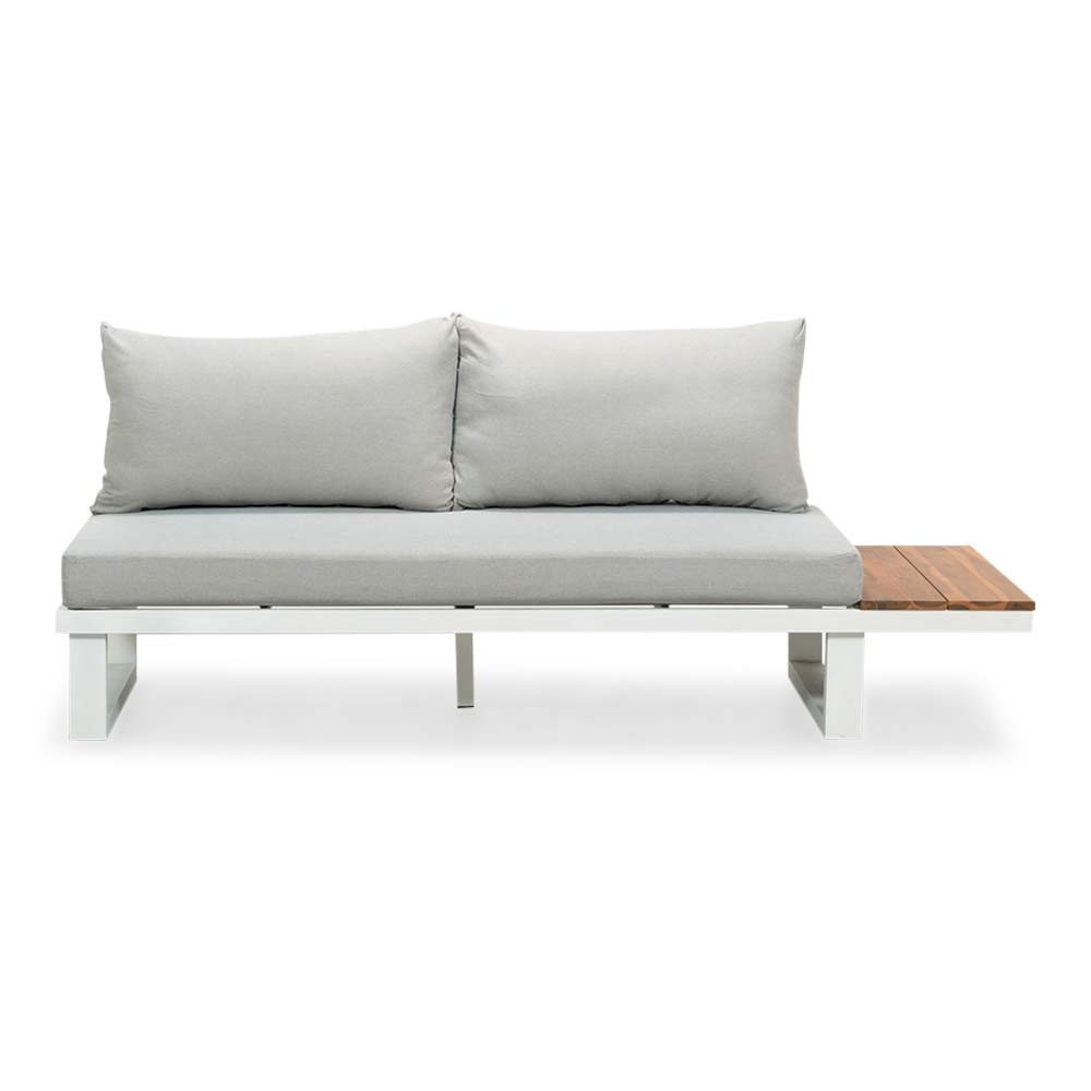 Canyon hoek loungeset wit 4-delig | aluminium + hardhout | 288x288cm | Light Teaklook