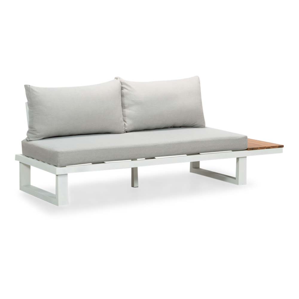 Canyon hoek loungeset wit 4-delig | aluminium + hardhout | 288x288cm | Light Teaklook