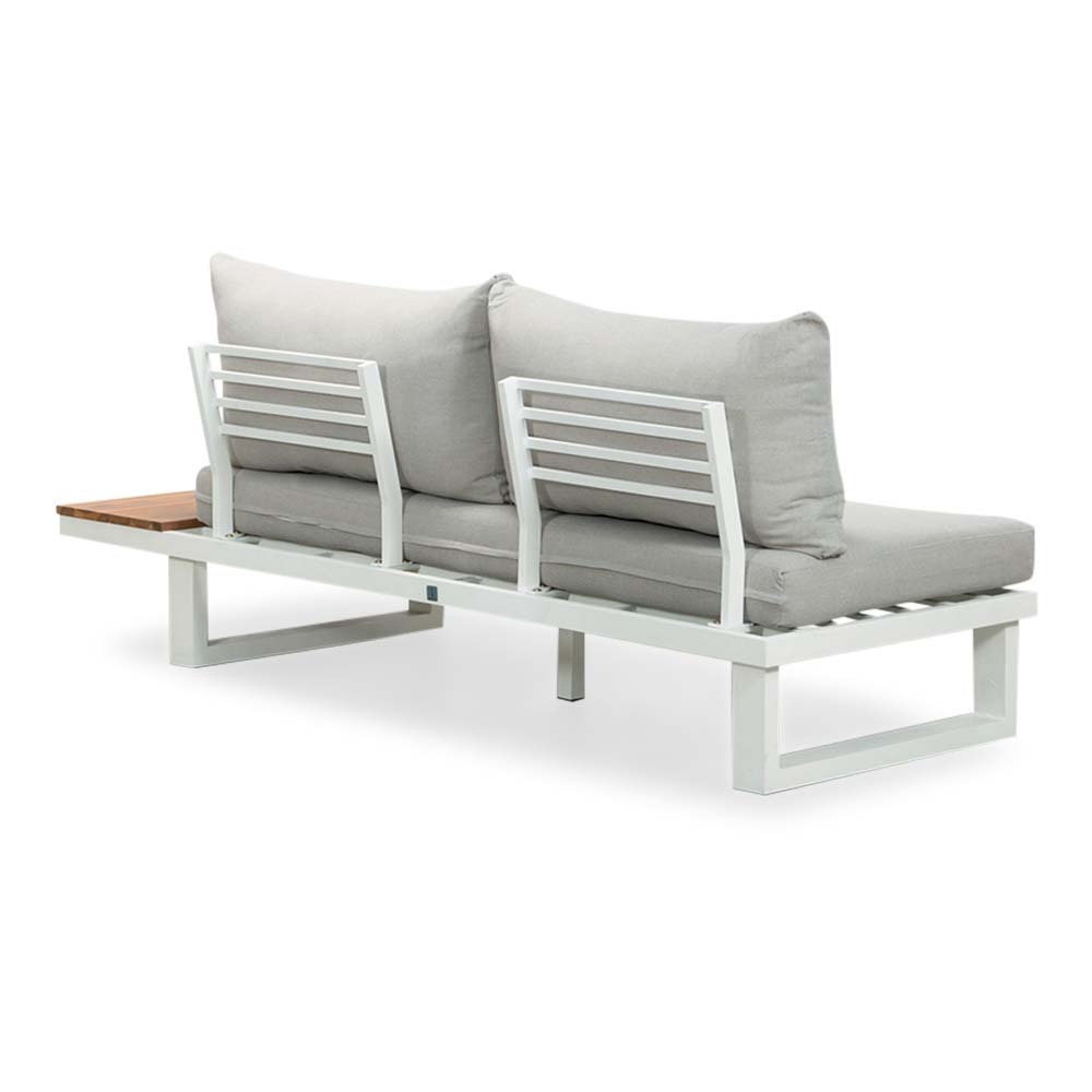 Canyon hoek loungeset wit 4-delig | aluminium + hardhout | 288x288cm | Light Teaklook