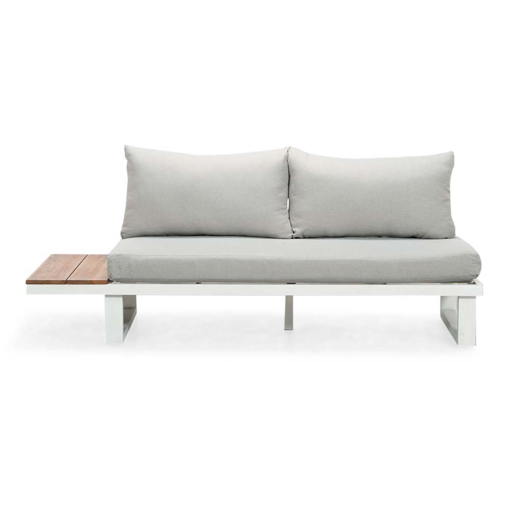 Canyon hoek loungeset wit 4-delig | aluminium + hardhout | 288x288cm | Light Teaklook