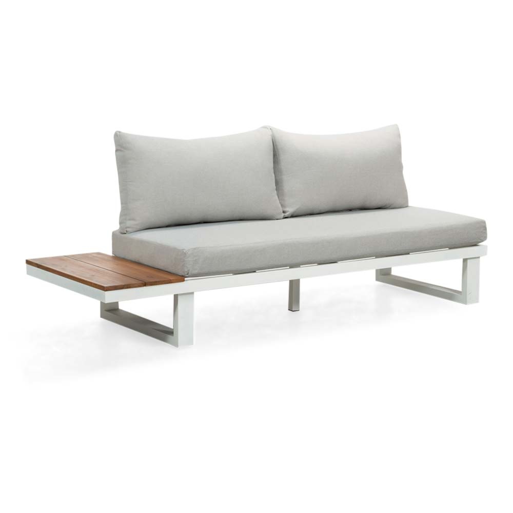 Canyon hoek loungeset wit 4-delig | aluminium + hardhout | 288x288cm | Light Teaklook