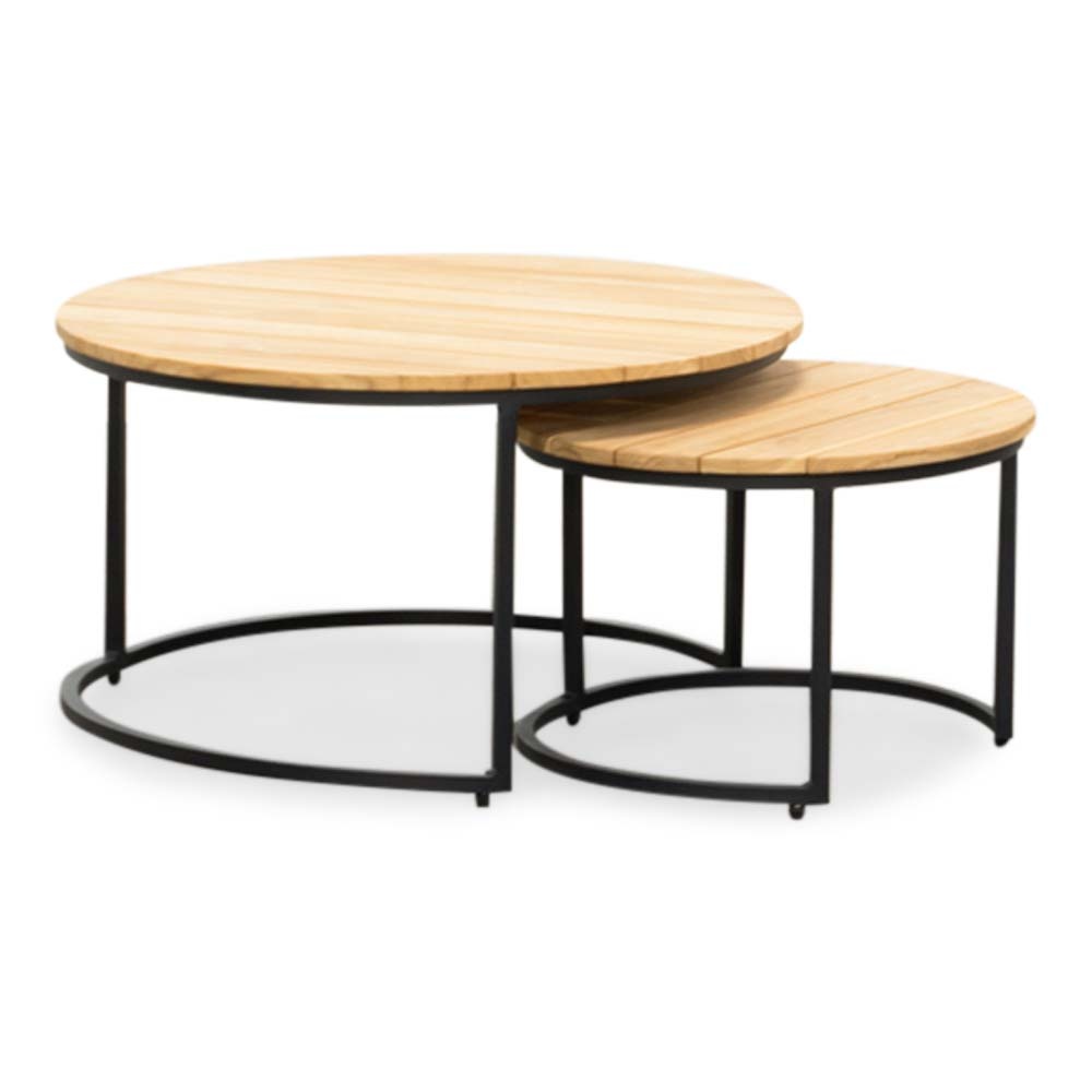 Flow stoel-bank loungeset 5 personen | wicker + teakhout | Bamboo taupe | 3-delig