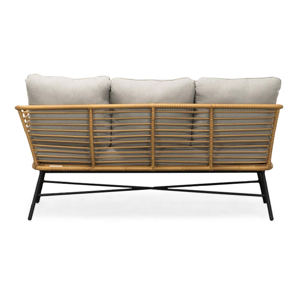 Flow stoel-bank loungeset 5 personen | wicker + teakhout | Bamboo taupe | 3-delig