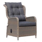 Glasgow loungestoel tuin met voetenbank | wicker + aluminium | Ash Grey