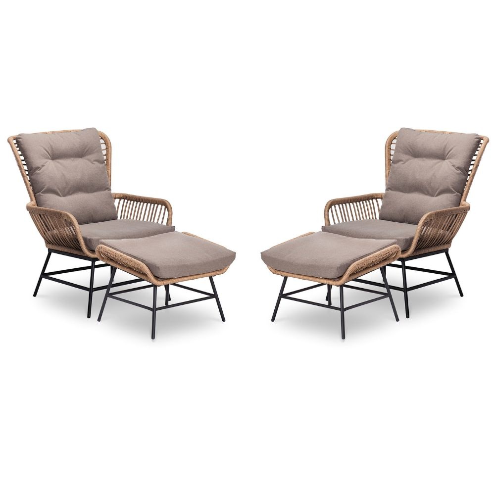 Dex relax tuinset 4-delig | wicker + aluminium | Bamboo taupe