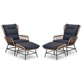 Dex lounge balkonset 2 personen | wicker + aluminium | Bamboo antraciet | 4-delig