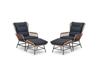 Dex relax tuinset 4-delig | wicker + aluminium | Bamboo antraciet