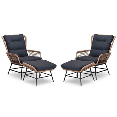 Dex lounge balkonset 2 personen | wicker + aluminium | Bamboo antraciet | 4-delig