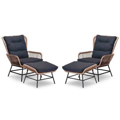 Dex relax tuinset 4-delig | wicker + aluminium | Bamboo antraciet