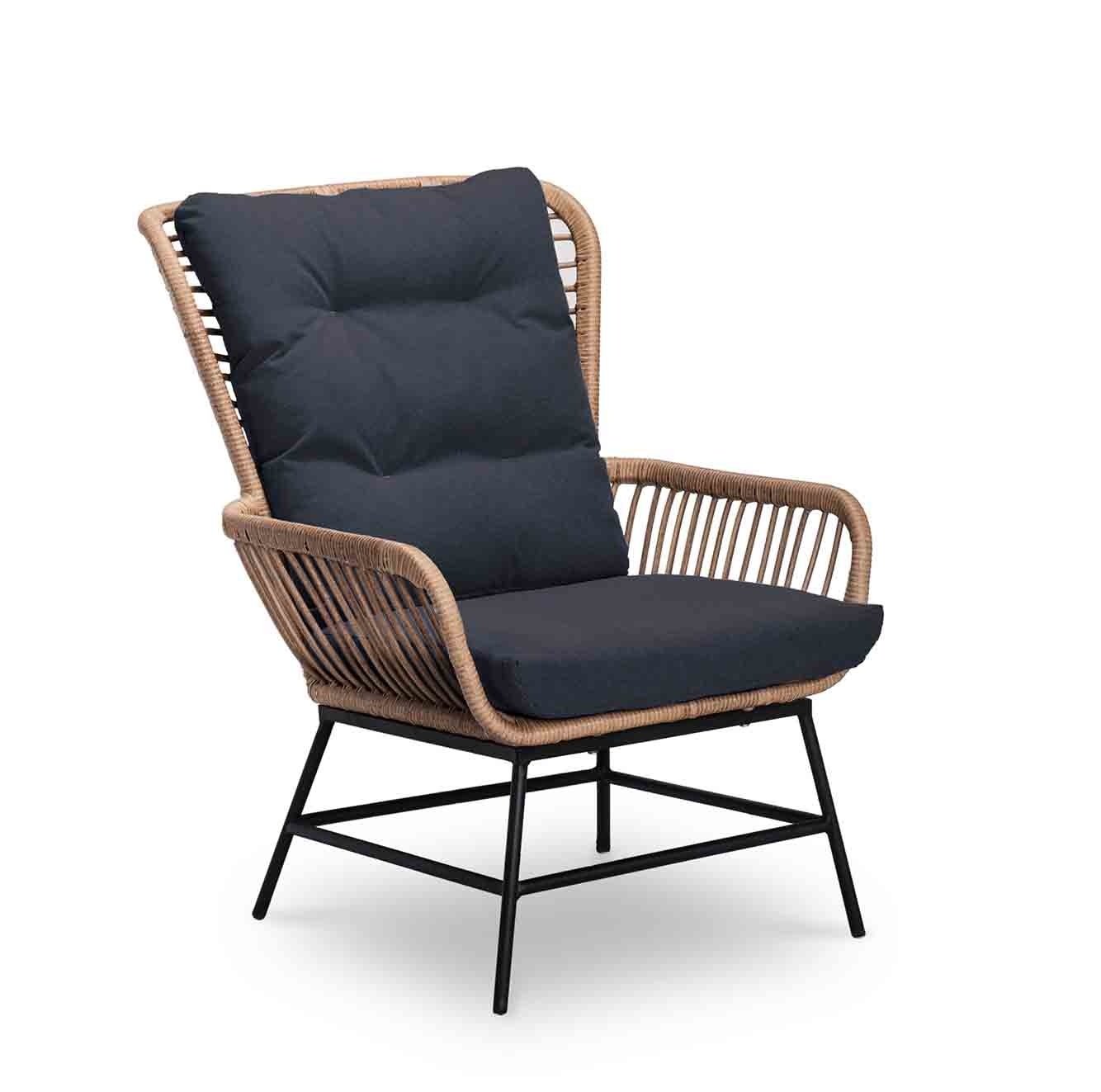 Dex lounge balkonset 2 personen | wicker + aluminium | Bamboo antraciet | 4-delig