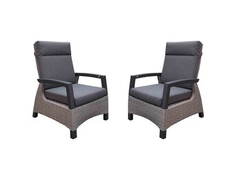 Prato Brick relax tuinset 2-delig | aluminium + wicker | verstelbaar | grijs