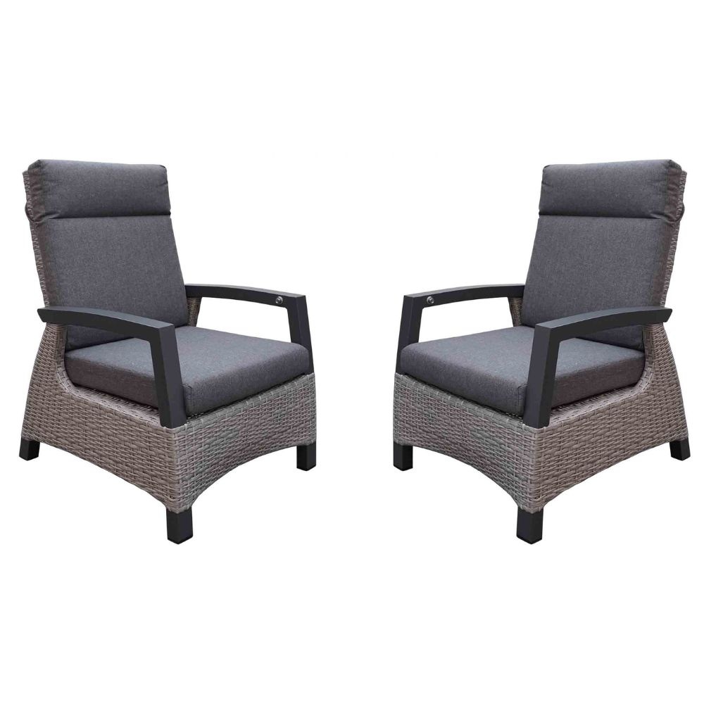 Prato Brick relax tuinset 2-delig | aluminium + wicker | verstelbaar | grijs