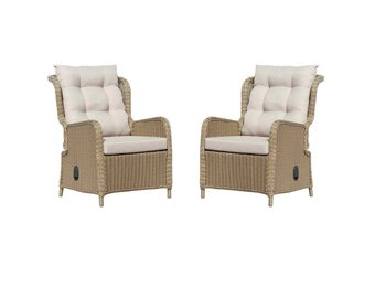 Glasgow loungestoel tuin set van 2 | wicker + aluminium | Royal Sand