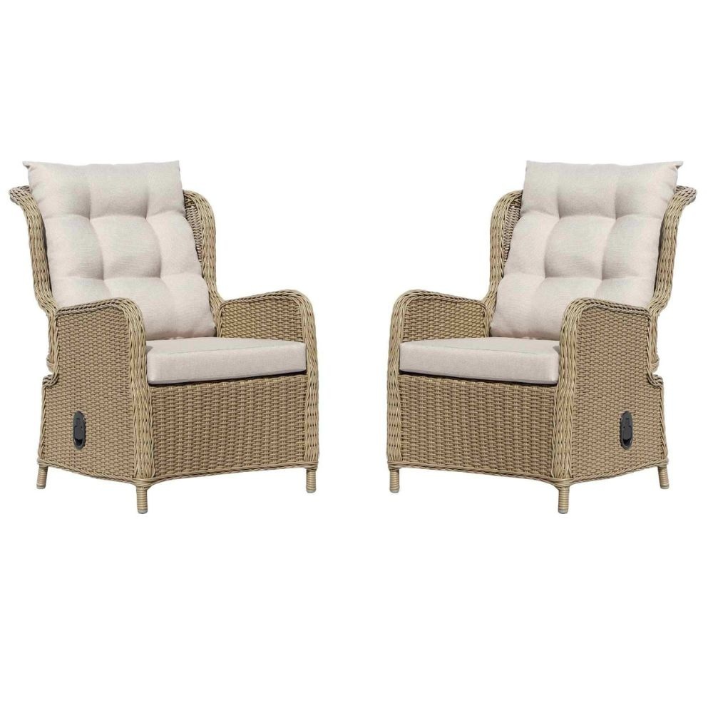 Glasgow loungestoel tuin set van 2 | wicker + aluminium | Royal Sand