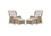 Glasgow lounge balkonset - verstelbaar 2 personen | wicker + aluminium | Royal Sand | 4-delig