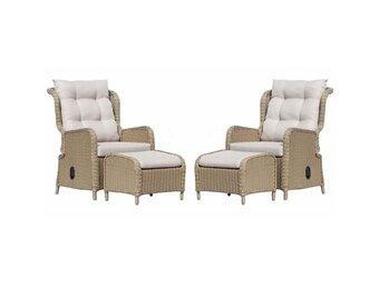 Glasgow lounge balkonset - verstelbaar 2 personen | wicker + aluminium | Royal Sand | 4-delig