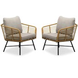 Flow loungestoel tuin set van 2 | wicker + aluminium | Bamboo taupe
