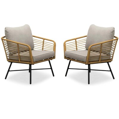 Flow loungestoel tuin set van 2 | wicker + aluminium | Bamboo taupe