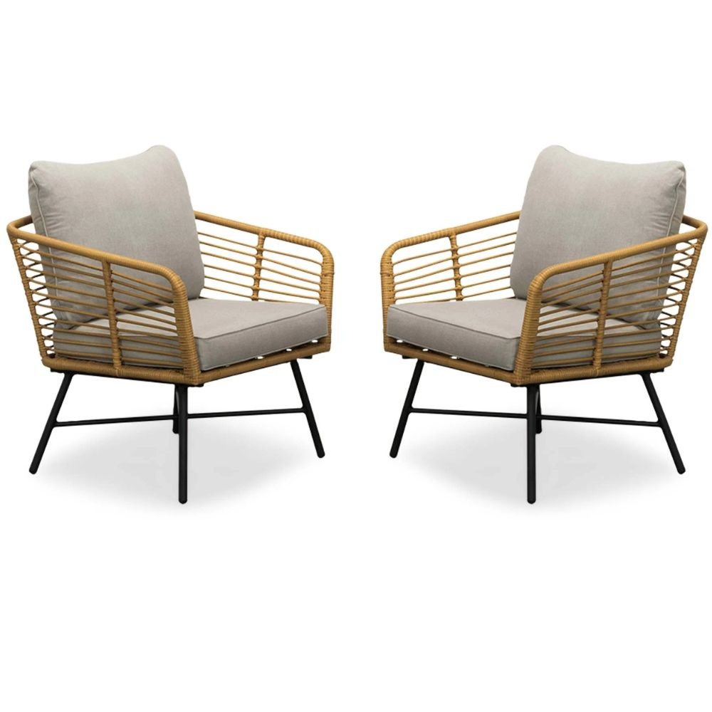 Flow loungestoel tuin set van 2 | wicker + aluminium | Bamboo taupe afbeelding