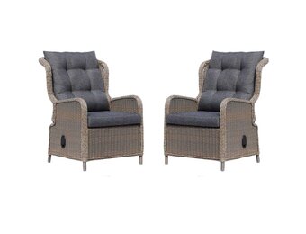 Glasgow loungestoel tuin set van 2 | wicker + aluminium | Ash Grey