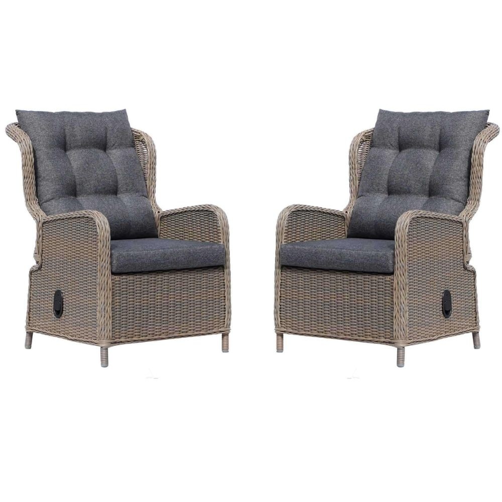 Glasgow loungestoel tuin set van 2 | wicker + aluminium | Ash Grey