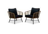 Flow loungestoel tuin set van 2 | wicker + aluminium | Bamboo antraciet