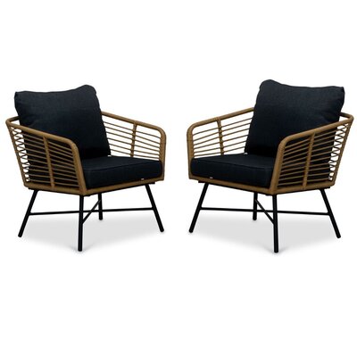 Flow loungestoel tuin set van 2 | wicker + aluminium | Bamboo antraciet