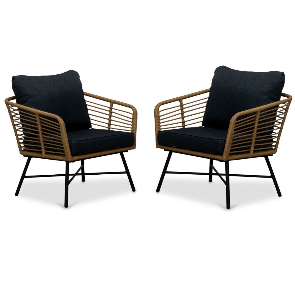 Flow loungestoel tuin set van 2 | wicker + aluminium | Bamboo antraciet