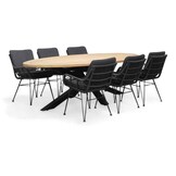 Cleve/Carlos Charcoal dining tuinset | 6 personen | teakhout + wicker | 240cm ovaal