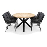 Cleve/Carlos Charcoal dining tuinset | 6 personen | teakhout + wicker | 240cm ovaal