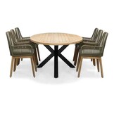 Cleve/Padua olijfgroen dining tuinset | 6 personen | teakhout + touw | 240cm ovaal
