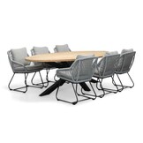 Cleve/Portofino grijs dining tuinset | 6 personen | teakhout + touw | 240cm ovaal