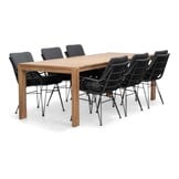 Oakland/Carlos Charcoal dining tuinset | 6 personen | teakhout + wicker | 240cm