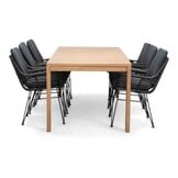 Oakland/Carlos Charcoal dining tuinset | 6 personen | teakhout + wicker | 240cm