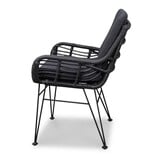 Oakland/Carlos Charcoal dining tuinset | 6 personen | teakhout + wicker | 240cm