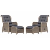 Glasgow lounge balkonset - verstelbaar 2 personen | wicker + aluminium | Ash Grey | 4-delig