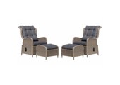 Glasgow lounge balkonset - verstelbaar 2 personen | wicker + aluminium | Ash Grey | 4-delig